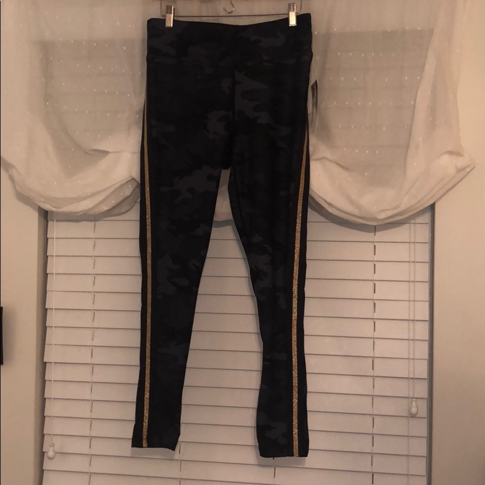 Black Camo Leggings with Gold Design